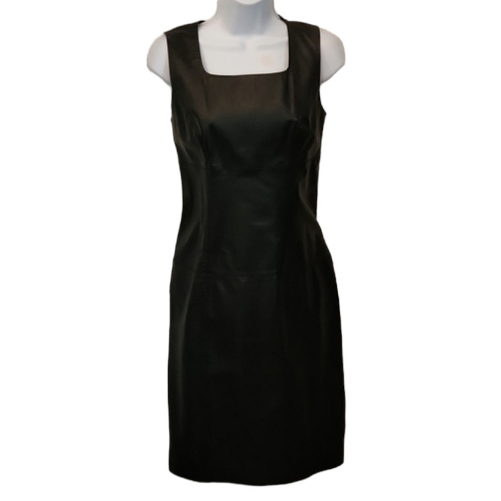Spenser Jeremy Lamb Leather Square Neck Dress